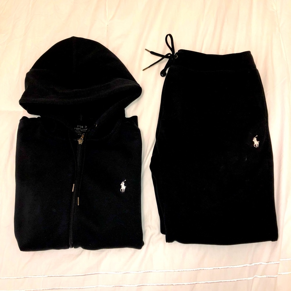POLO RALPH LAUREN DOUBLE KNIT FULL ZIP HOODIE & JOGGER PANTS SET